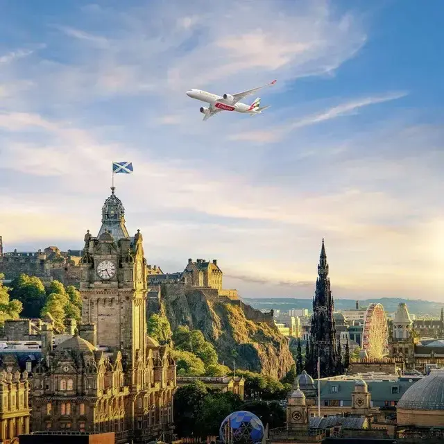 Flying into Edinburgh, Scotland.